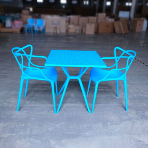 Bộ bàn ghế cafe nhựa vuông 2 ghế hiện đại