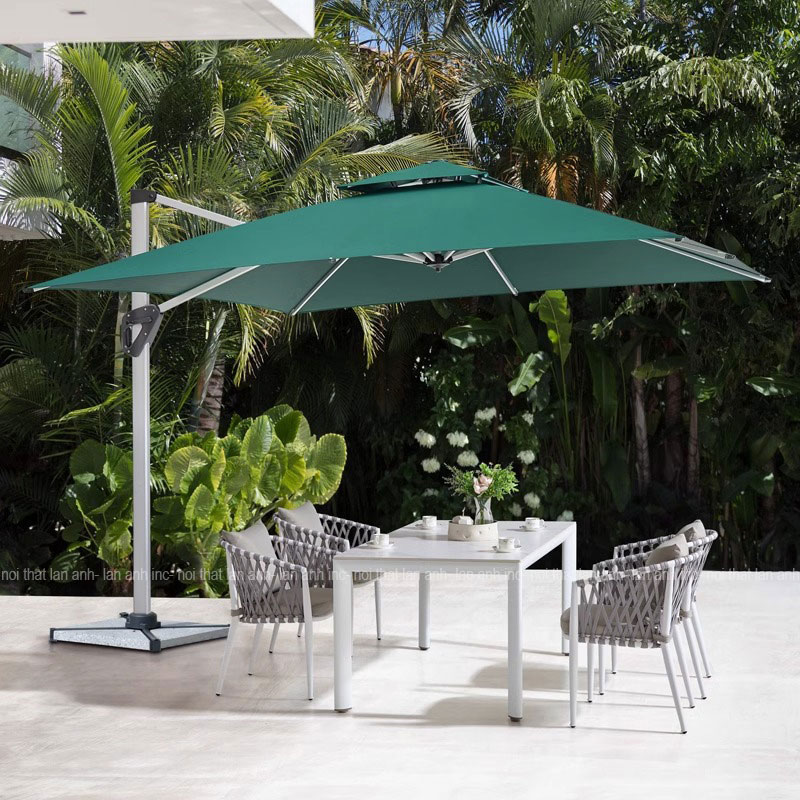 Ô dù LAO6003 lệch tâm che nắng màu xanh.