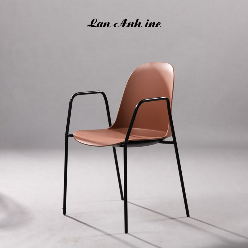 Ghế ăn, ghế cafe nhựa chân sắt cao cấp đẹp hiện đại GAI21 màu nâu.