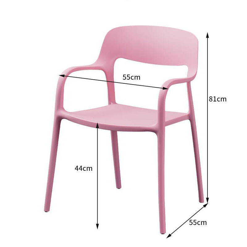 Kích thước Ghế nhựa đúc nguyên khối ngoài trời có tay cafe nhà hàng LA3027