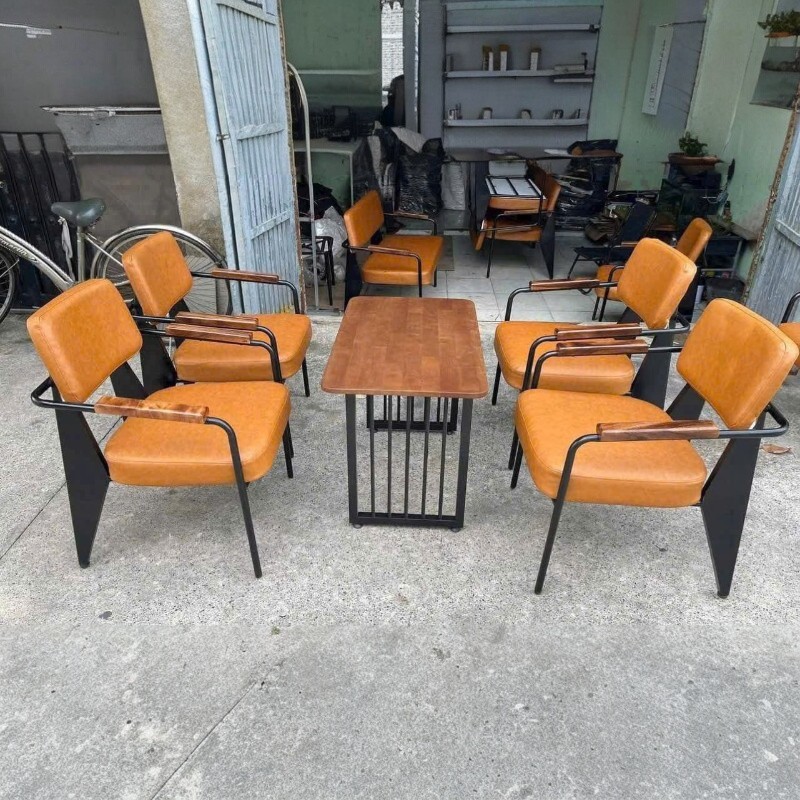 Bộ bàn ghế cafe sofa khung sắt 