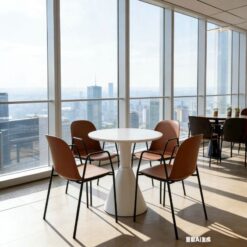 Bộ bàn ghế cafe sắt tròn 4 ghế nhựa đúc cao cấp BBCF141