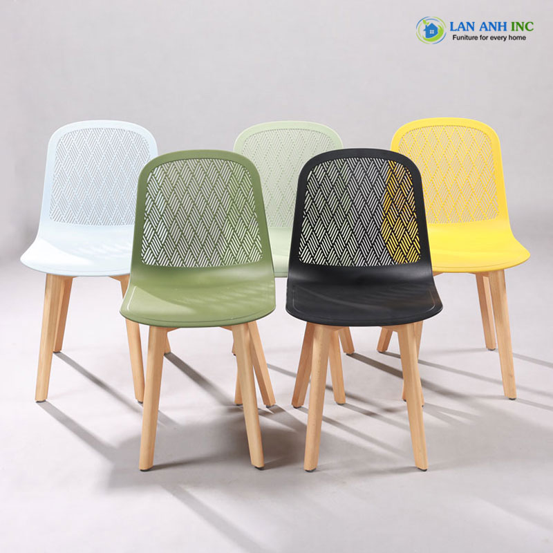 Ghế nhựa chân gỗ cao cấp đẹp hiện đại LAGE33B