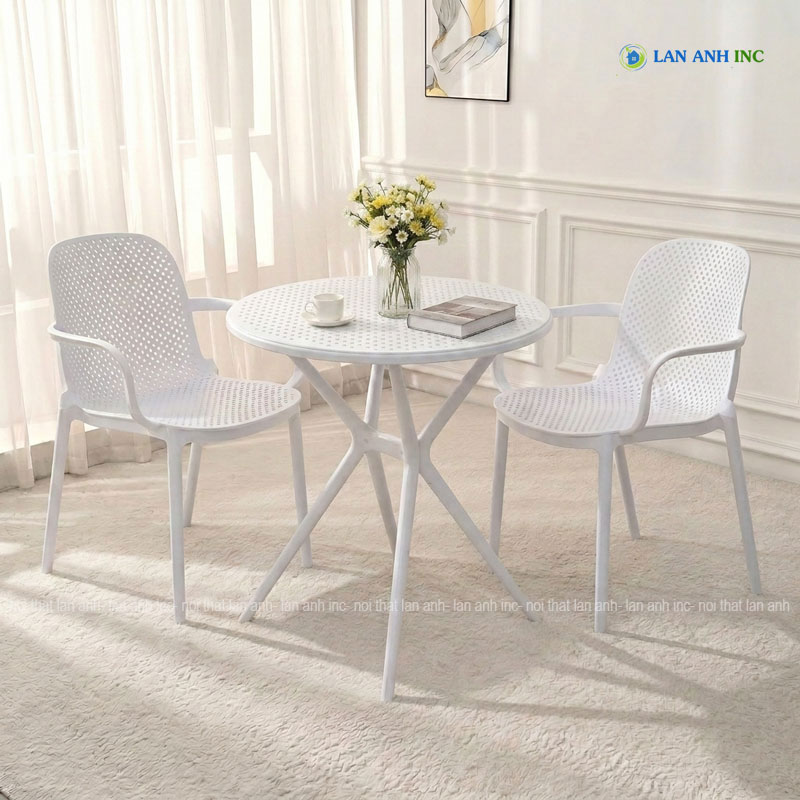 Bộ bàn ghế cafe tròn 2 ghế nhựa đúc nguyên khối đẹp hiện đại BBCF184 Bộ bàn ghế cafe tròn 2 ghế nhựa đúc nguyên khối đẹp hiện đại BBCF184