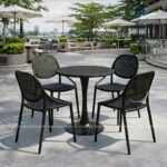 Bộ Bàn Cafe Tròn 4 Ghế Nhựa Đúc Nguyên Khối BBCF235 bo ban ghe cafe tron 4 ghe nhua duc dep BBCF235 4