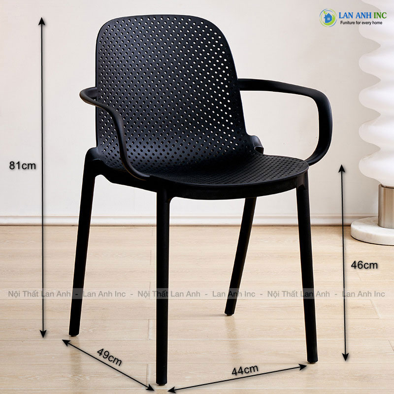 Kích thước ghế nhựa đúc nguyên khối xếp chồng đẹp hiện đại LAB3017 Kích thước ghế nhựa đúc nguyên khối xếp chồng đẹp hiện đại LAB3017